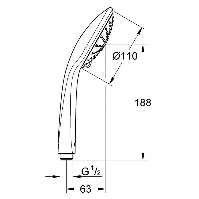 BAUHAUS Grohe Euphoria 110 Handbrause Anzahl Funktionen: 3, 9,5 L/min Bei 3 Bar, Chrom – Bild 2