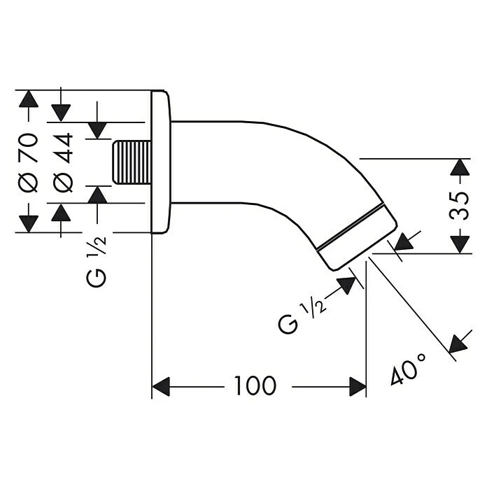 BAUHAUS Hansgrohe Brausearm Geeignet Für: Kopfbrausen, Länge: 10 Cm, ½″, Gebogen – Bild 2