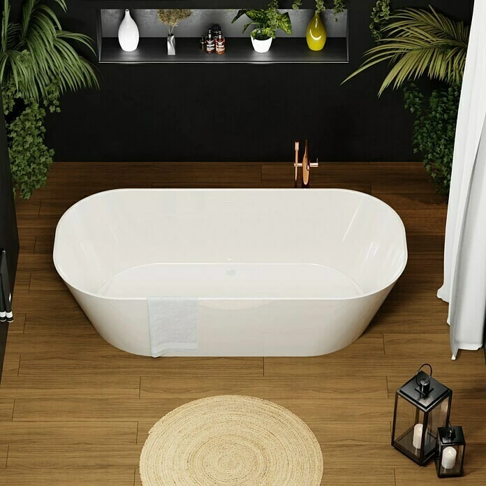 BAUHAUS Camargue Freistehende Badewanne Torino L X B: 170 X 80 Cm, 268 L, Sanitäracryl, Weiß – Bild 6