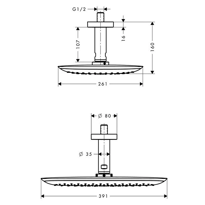 BAUHAUS Hansgrohe Kopfbrausen-Set PuraVida 400 26 X 39 Cm, 21 L/min Bei 3 Bar, Deckenmontage, Chrom – Bild 2