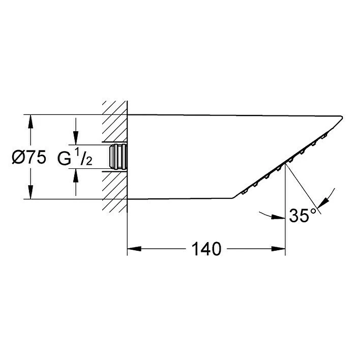 BAUHAUS Grohe Sena Kopfbrause 75 Anzahl Funktionen: 1, 12 L/min Bei 3 Bar, Chrom – Bild 2