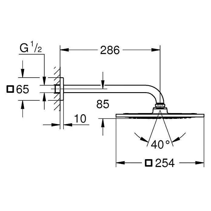 BAUHAUS Grohe Rainshower F-Series 10 Kopfbrausen-Set Durchmesser: 21 Cm, 19 L/min Bei 3 Bar, Chrom – Bild 2