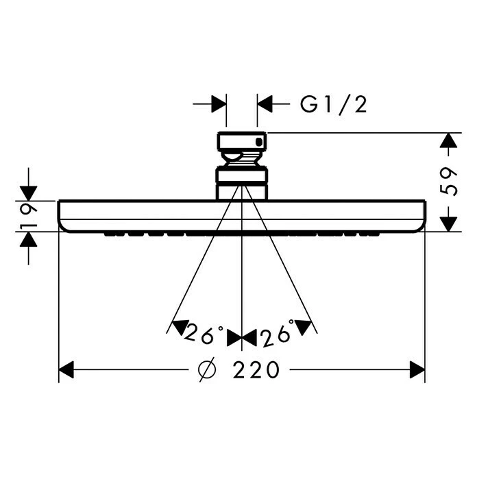 BAUHAUS Hansgrohe Kopfbrause Croma 220 Durchmesser: 22 Cm, Anzahl Funktionen: 1, Chrom – Bild 2