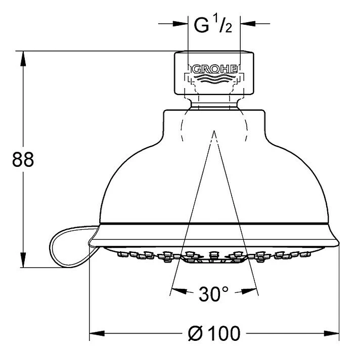 BAUHAUS Grohe Tempesta Rustic Kopfbrause 100 Durchmesser: 10 Cm, 9,5 L/min Bei 3 Bar, Chrom – Bild 2