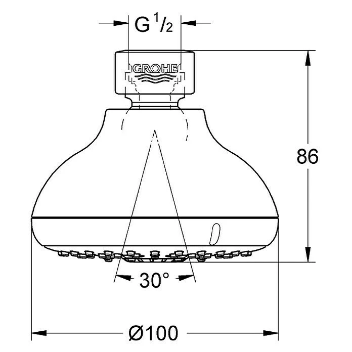 BAUHAUS Grohe Tempesta 100 Kopfbrause Durchmesser: 10 Cm, 9,5 L/min Bei 3 Bar, Chrom – Bild 2