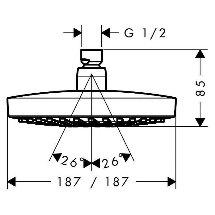 BAUHAUS Hansgrohe Kopfbrause Croma Select E 180 18,7 X 18,7 Cm, Anzahl Funktionen: 2, Chrom – Bild 2