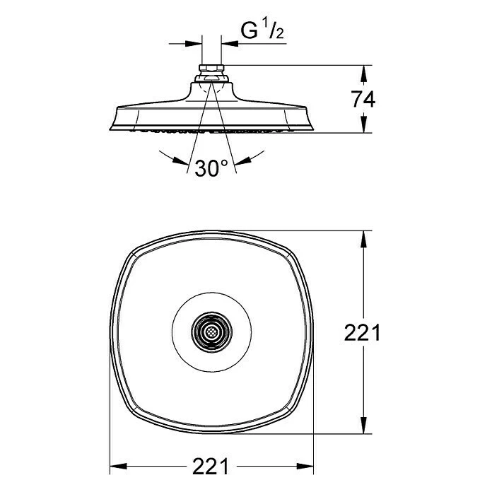 BAUHAUS Grohe Kopfbrause Grandera 210 22,1 X 22,1 Cm, 18 L/min Bei 3 Bar, Chrom/Gold – Bild 2