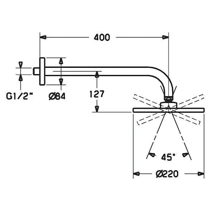 BAUHAUS Hansa Jet Kopfbrausen-Set Durchmesser: 22 Cm, 12 L/min Bei 3 Bar, Chrom – Bild 2