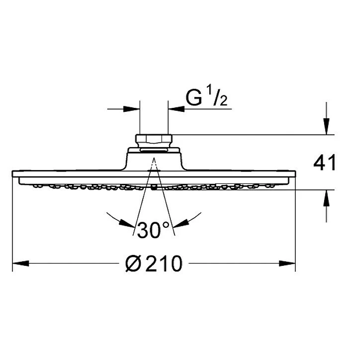 BAUHAUS Grohe Rainshower Cosmopolitan 210 Kopfbrause Durchmesser: 21 Cm, 18 L/min Bei 3 Bar, Anzahl Funktionen: 1, Moonwhite/Chrom – Bild 2
