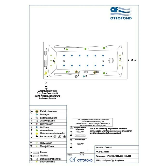 BAUHAUS Ottofond Whirlpool Santos 190 X 90 Cm, Sanitäracryl, Weiß – Bild 3