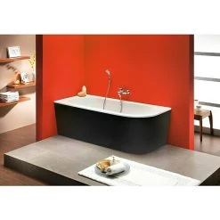 BAUHAUS Ottofond Badewanne Siesta Corner Rechtsseitig, 178 X 78 Cm, Sanitäracryl, Schwarz/Weiß