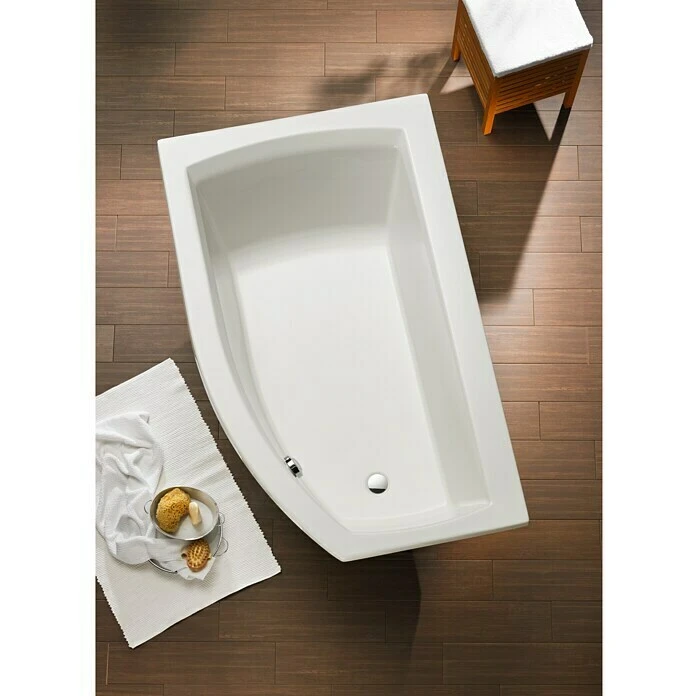 BAUHAUS Ottofond Badewanne Juno B Linksseitig, 160 X 98/63 X 45 Cm, Sanitäracryl, Weiß