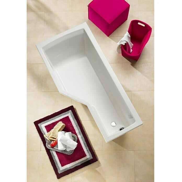 BAUHAUS Ottofond Badewanne Flint B Linksseitig, 170 X 80/55 X 45 Cm, Sanitäracryl, Weiß – Bild 3