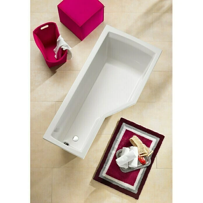 BAUHAUS Ottofond Badewanne Flint A Rechtsseitig, 170 X 80/55 X 45 Cm, Sanitäracryl, Weiß – Bild 3