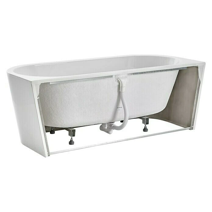 BAUHAUS Ottofond Badewanne Pueblo 180 X 80 Cm, Rechtsseitig, Mit Ab- & Überlaufgarnitur, Sanitäracryl, Weiß – Bild 3