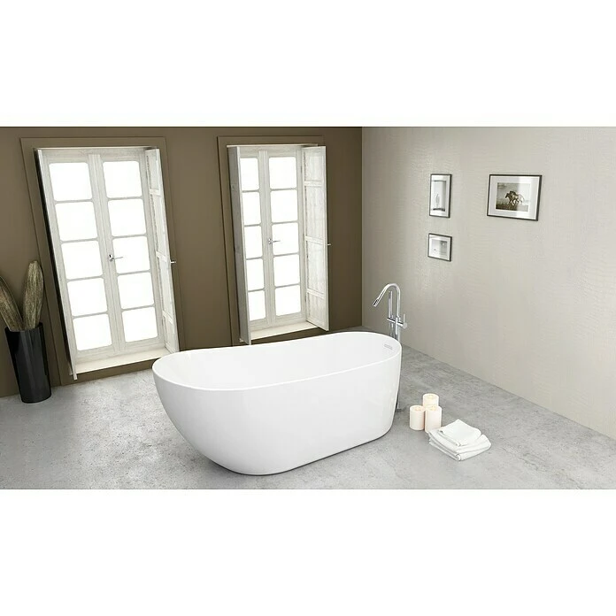BAUHAUS Camargue Freistehende Badewanne Dalia L X B: 180 X 80 Cm, Sanitäracryl, Weiß – Bild 3