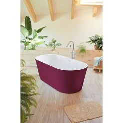 BAUHAUS Camargue Freistehende Badewanne Torino L X B: 170 X 80 Cm, 268 L, Sanitäracryl, Bordeaux/Weiß