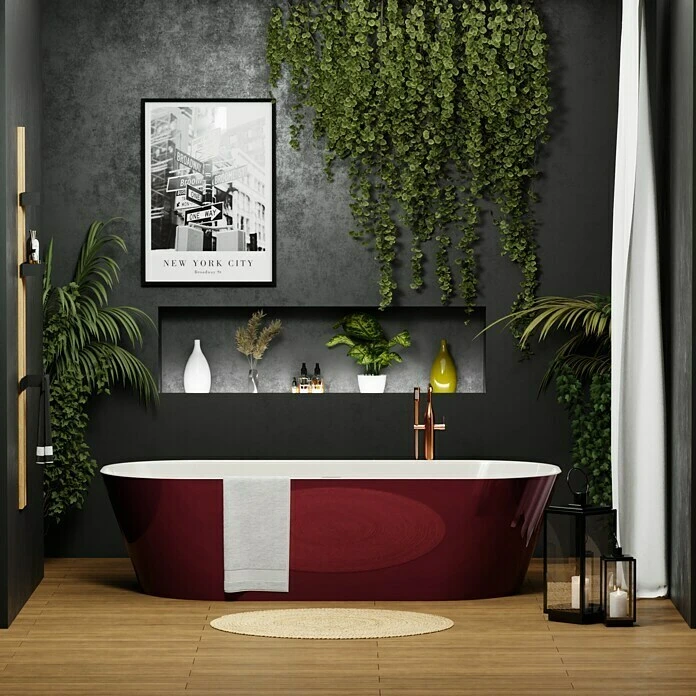 BAUHAUS Camargue Freistehende Badewanne Torino L X B: 170 X 80 Cm, 268 L, Sanitäracryl, Bordeaux/Weiß – Bild 6
