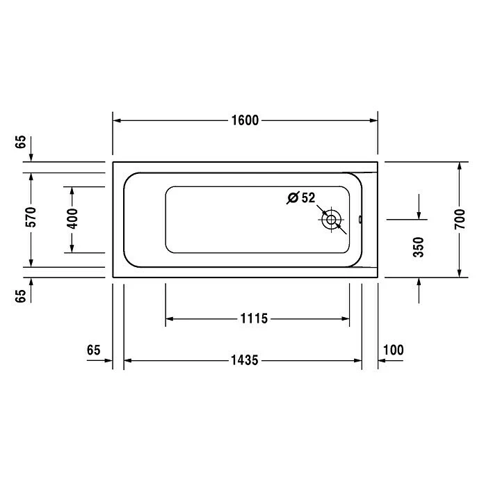 BAUHAUS Duravit D-Code Badewanne 160 X 70 Cm, Ablauf: Fußende, Sanitäracryl, Weiß – Bild 3
