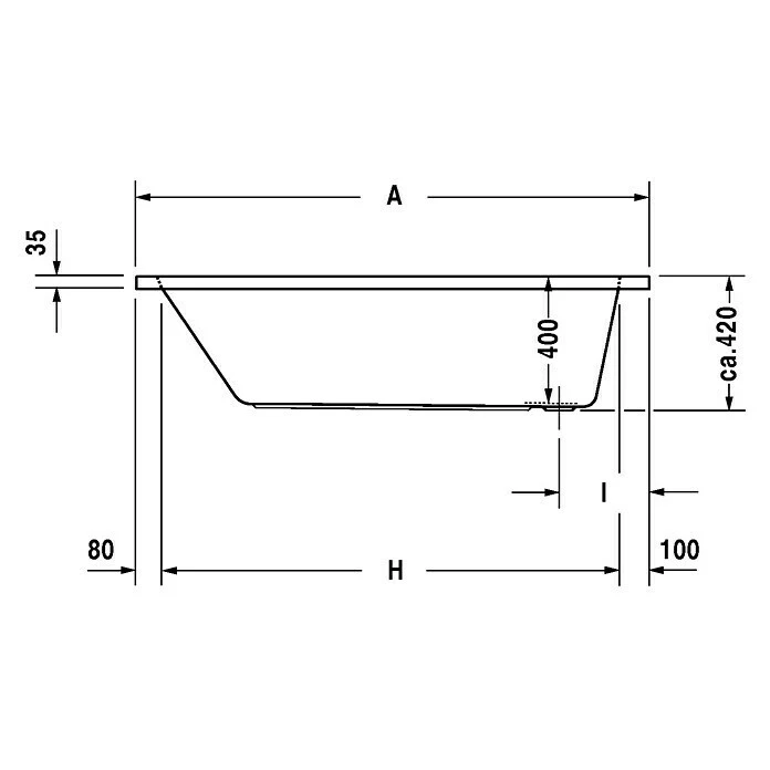 BAUHAUS Duravit D-Code Badewanne 160 X 70 Cm, Ablauf: Fußende, Sanitäracryl, Weiß – Bild 5