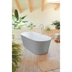 BAUHAUS Camargue Freistehende Badewanne Torino L X B: 170 X 80 Cm, 268 L, Sanitäracryl, Aluminium/Weiß