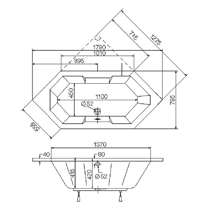BAUHAUS Ottofond Badewanne Nevada 180 X 80 Cm, Sanitäracryl, Weiß – Bild 3
