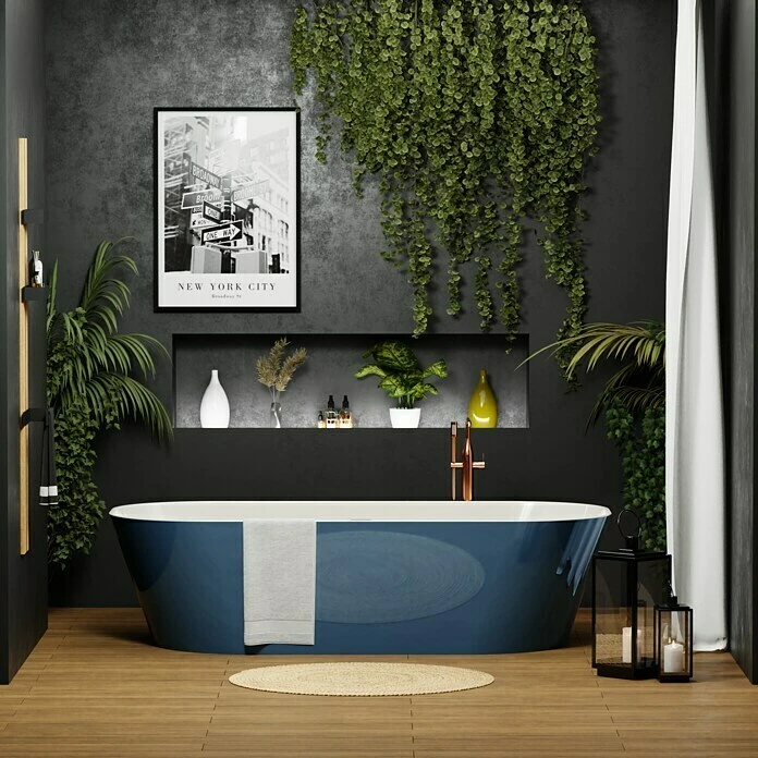 BAUHAUS Camargue Freistehende Badewanne Torino L X B: 170 X 80 Cm, 268 L, Sanitäracryl, Blau/Weiß – Bild 6
