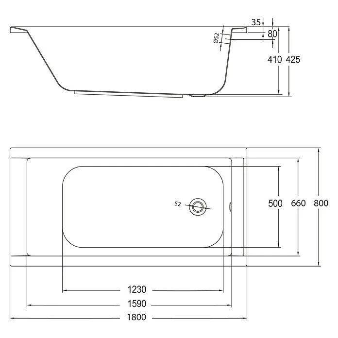 BAUHAUS Ottofond Badewanne Filo 180 X 80 Cm, Sanitäracryl, Weiß – Bild 3