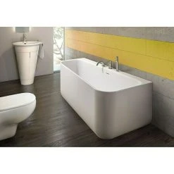 BAUHAUS Ottofond Badewanne Debby 155 X 75 Cm, Linksseitig, Mit Ab- & Überlaufgarnitur & Wannenrandarmatur, Sanitäracryl, Weiß