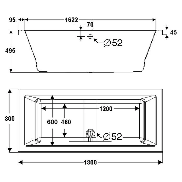 BAUHAUS Ottofond Badewanne Atlas 180 X 80 Cm, Sanitäracryl, Weiß – Bild 5