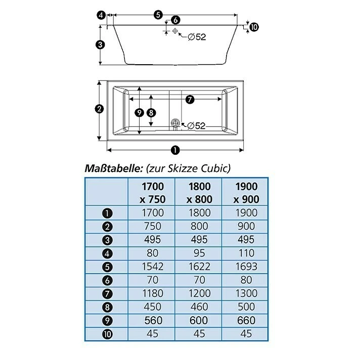 BAUHAUS Ottofond Badewanne Atlas 180 X 80 Cm, Sanitäracryl, Weiß – Bild 6