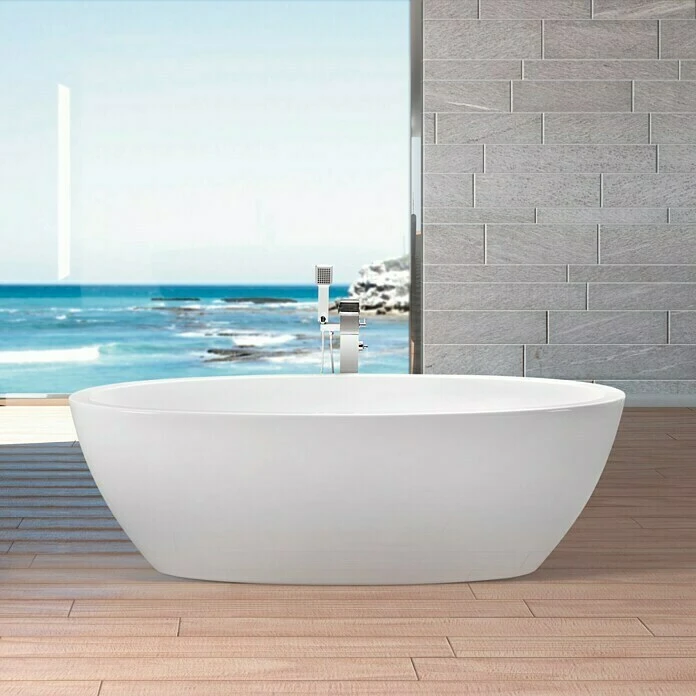BAUHAUS Ottofond Freistehende Badewanne Jade 190 X 94 Cm, Sanitäracryl, Weiß