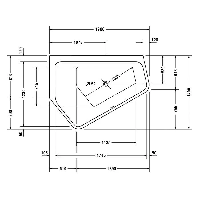 BAUHAUS Duravit Badewanne Paiova 5 190 X 140 Cm, Raumecke Links, Sanitäracryl, Weiß – Bild 3