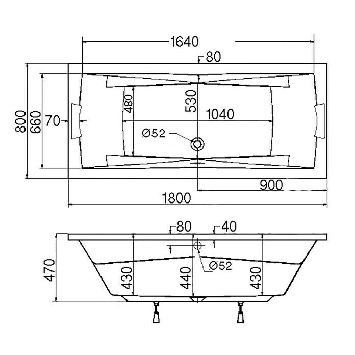 BAUHAUS Ottofond Badewanne Santos Duo 180 X 80 Cm, Sanitäracryl, Weiß – Bild 3