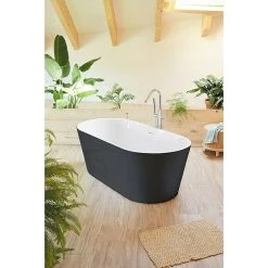 BAUHAUS Camargue Freistehende Badewanne Torino L X B: 170 X 80 Cm, 268 L, Sanitäracryl, Schwarz/Weiß