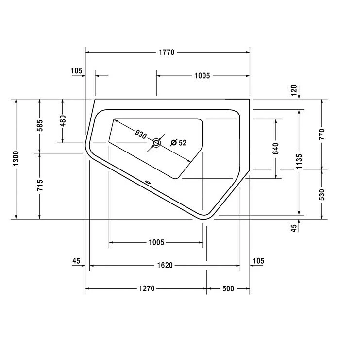 BAUHAUS Duravit Badewanne Paiova 5 177 X 130 Cm, Raumecke Rechts, Sanitäracryl, Weiß – Bild 3