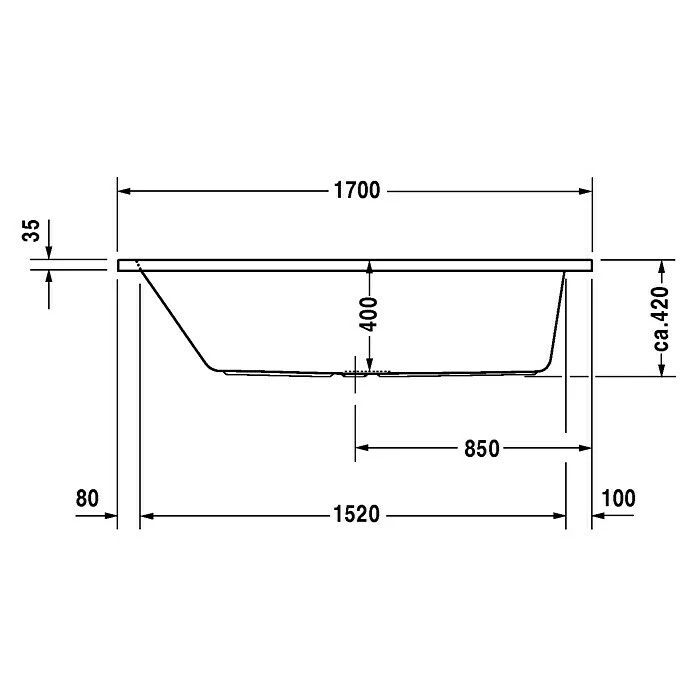 BAUHAUS Duravit D-Code Badewanne 170 X 75 Cm, Ablauf: Mittig, Sanitäracryl, Weiß – Bild 5