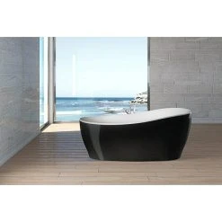 BAUHAUS Ottofond Freistehende Badewanne Domani 180 X 85 Cm, Sanitäracryl, Schwarz/Weiß