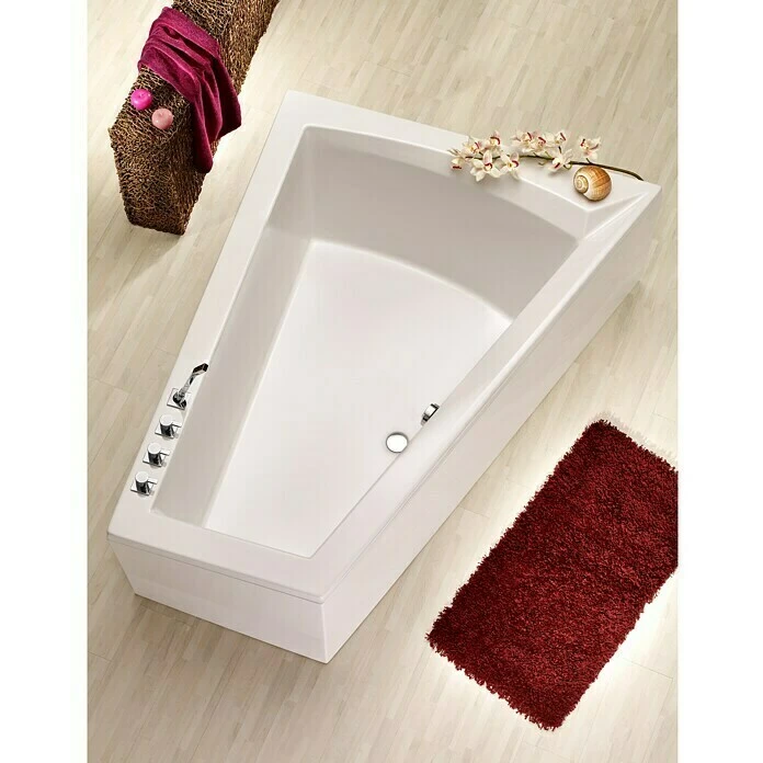 BAUHAUS Ottofond Badewanne Cebu 2 A Rechtsseitig, 175 X 135/70 X 50 Cm, Sanitäracryl, Weiß
