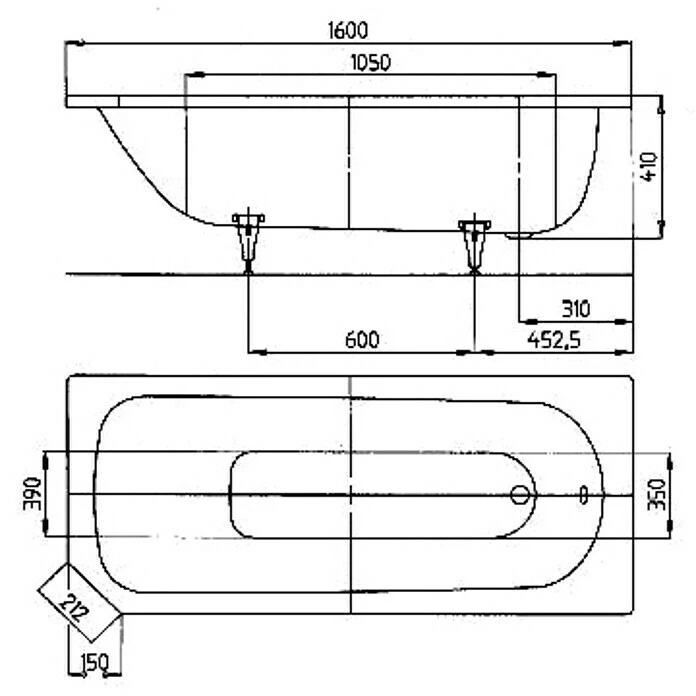 BAUHAUS Kaldewei Badewanne Saniform V1 362-1 160 X 70 Cm, Stahl-Email, Alpinweiß – Bild 2