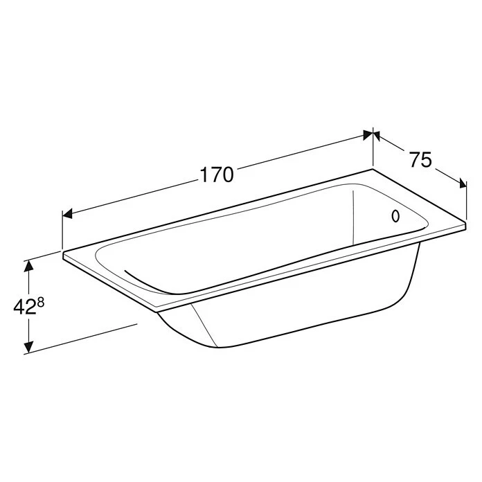 BAUHAUS Geberit Renova Badewanne Duo 170 X 75 Cm, Sanitäracryl, Weiß, Ablauf: Fußende – Bild 2