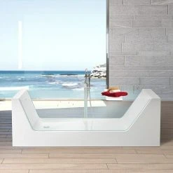 BAUHAUS Ottofond Freistehende Badewanne Optic 181 X 81 Cm, Mineralguss, Weiß