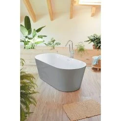 BAUHAUS Camargue Freistehende Badewanne Torino L X B: 170 X 80 Cm, 268 L, Sanitäracryl, Platingrau/Weiß