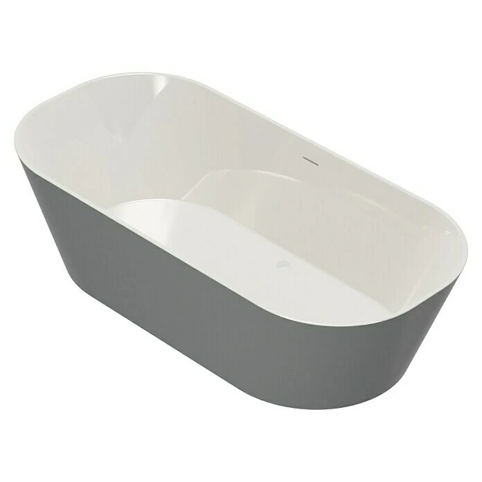 BAUHAUS Camargue Freistehende Badewanne Torino L X B: 170 X 80 Cm, 268 L, Sanitäracryl, Platingrau/Weiß – Bild 5