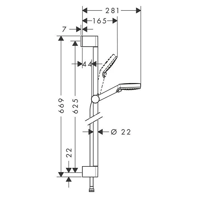 BAUHAUS Hansgrohe Crometta Brausegarnitur Vario Lochabstand: 62,5 Cm, Art Strahl: Rain, IntenseRain, Chrom – Bild 2
