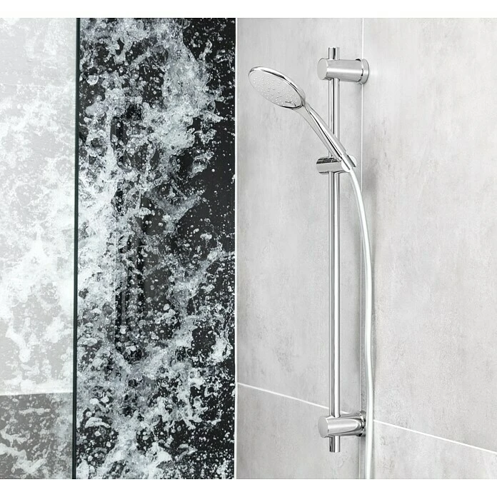 BAUHAUS Camargue Brausegarnitur Kjos Art Strahl: Kraftvoller Duschregen, Sanfter Duschregen Mit Luftsprudeltem Duschregen, Massagestrahl, Chrom – Bild 2