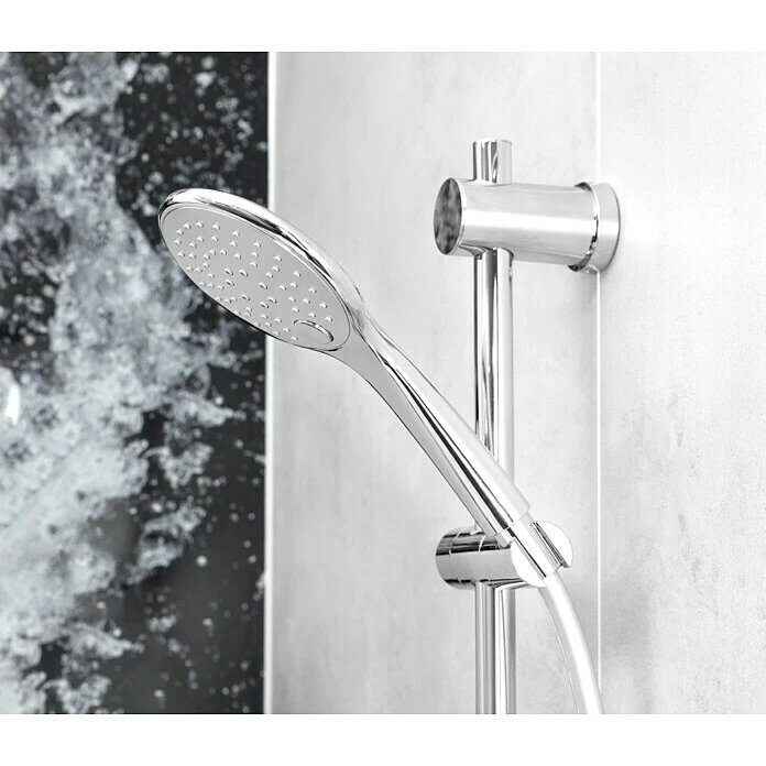 BAUHAUS Camargue Brausegarnitur Kjos Art Strahl: Kraftvoller Duschregen, Sanfter Duschregen Mit Luftsprudeltem Duschregen, Massagestrahl, Chrom – Bild 3