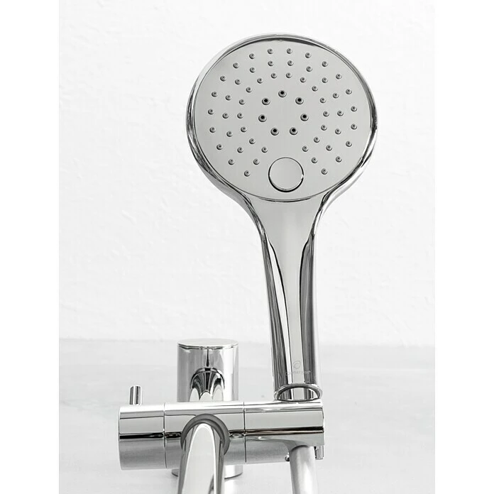 BAUHAUS Camargue Brausegarnitur Kjos Art Strahl: Kraftvoller Duschregen, Sanfter Duschregen Mit Luftsprudeltem Duschregen, Massagestrahl, Chrom – Bild 5