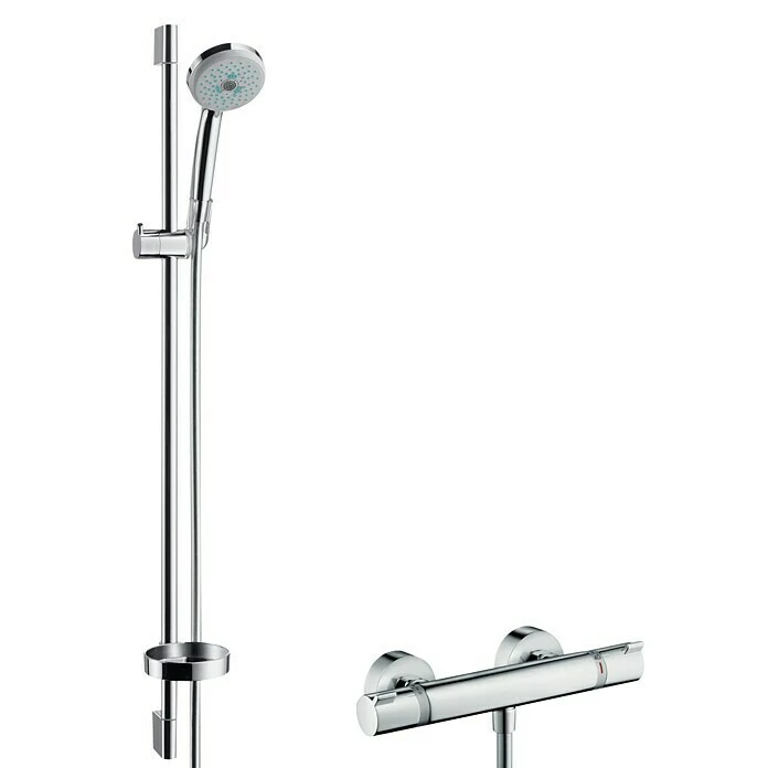 BAUHAUS Hansgrohe Brause-Set Croma 100 Multi/Ecostat Comfort Lochabstand: 62,5 Cm, Chrom