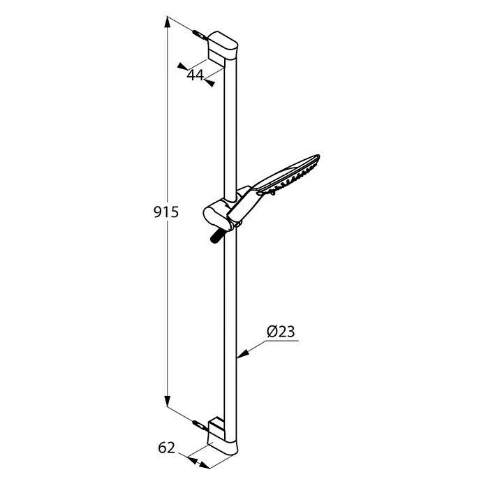 BAUHAUS Kludi Fizz Brausegarnitur Lochabstand: 91,5 Cm, Art Strahl: Boosterstrahl, Linearstrahl, Volumenstrahl, Chrom – Bild 2